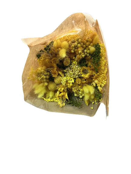 Strauß aus Trockenblumen in Gelb