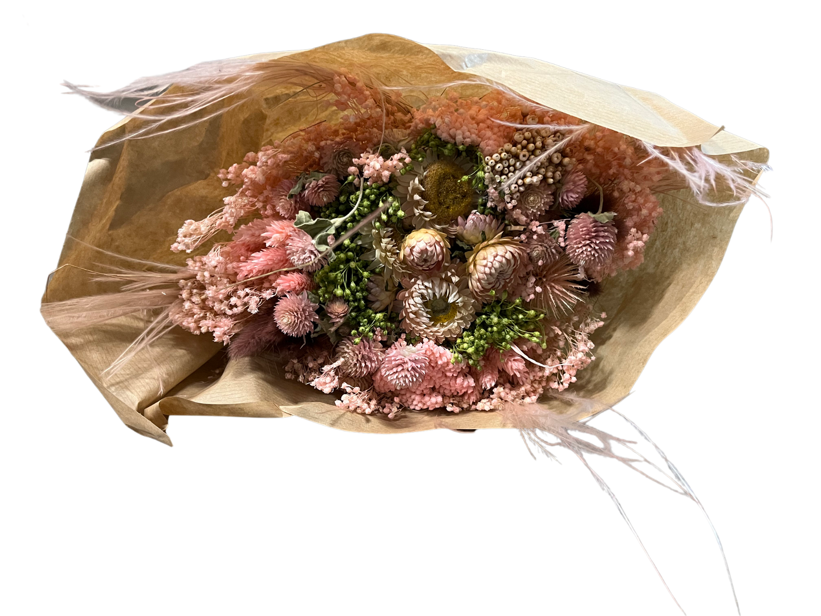 Strauß aus Trockenblumen in Rosa